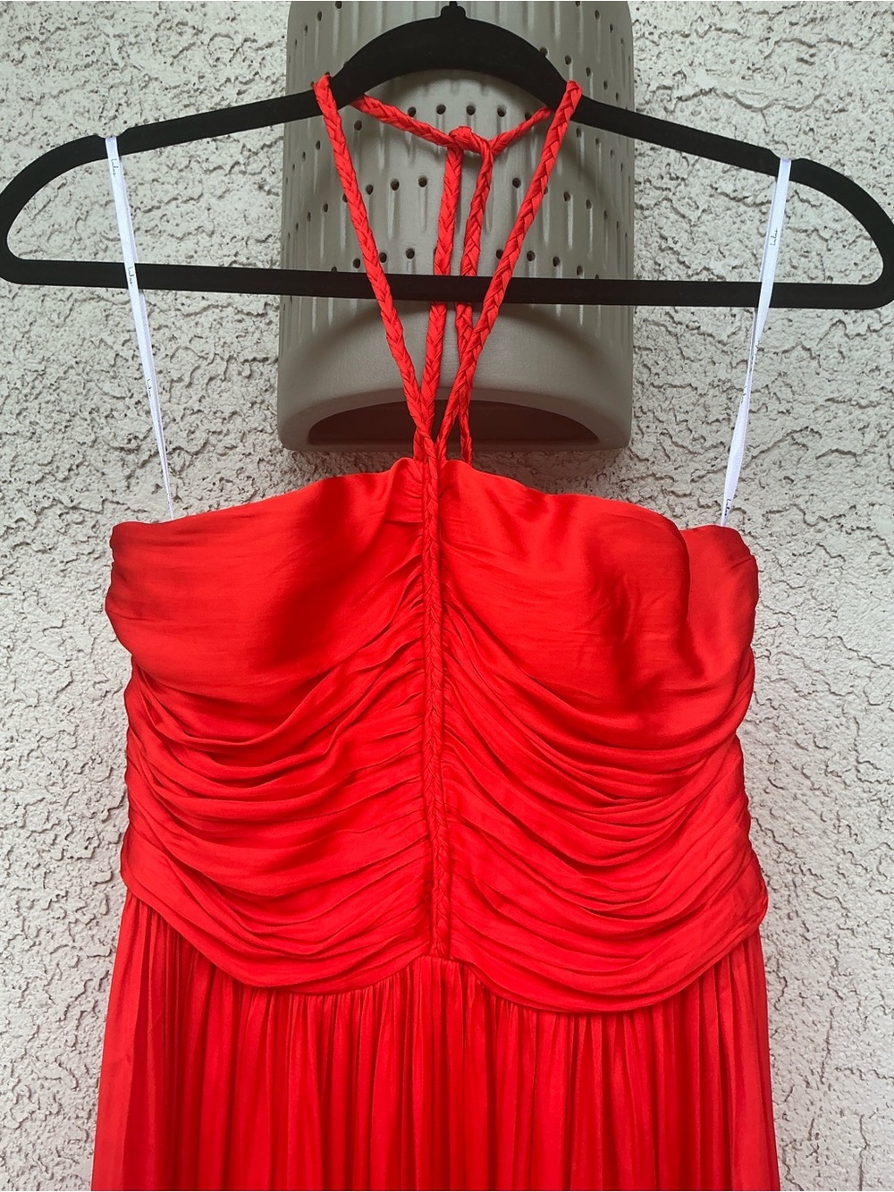 NWT Lulu’s Pleasing Chicness Red Satin Halter Tiered Midi Dress Small Party Chic - Picture 7 of 10